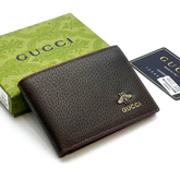 Gucci Leather Bifold Men Wallet Brown Textured (Made In Italy)